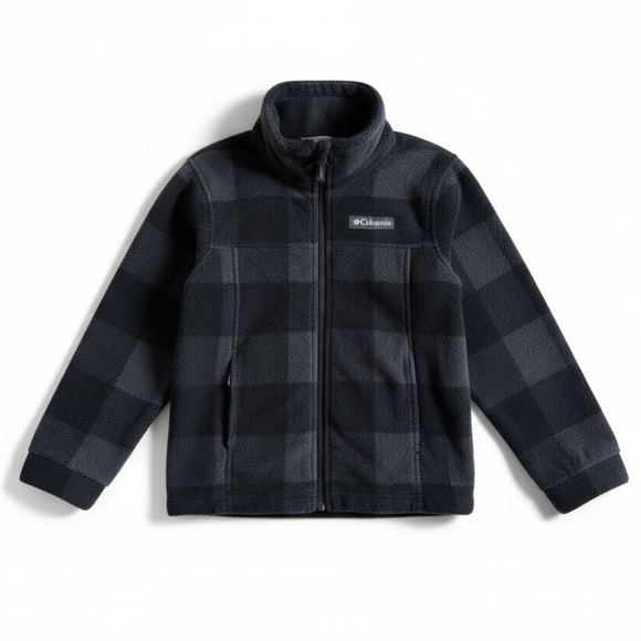 Columbia Other - Columbia Buffalo Plaid Fleece Zip Jacket Black Gray Toddler Outerwear XXS (4T)
